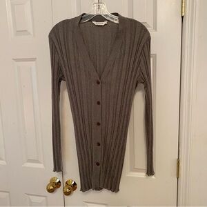 Tehen Vintage Cardigan Grey Rib Knit Size 3